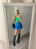 Top verde con spalline in strass