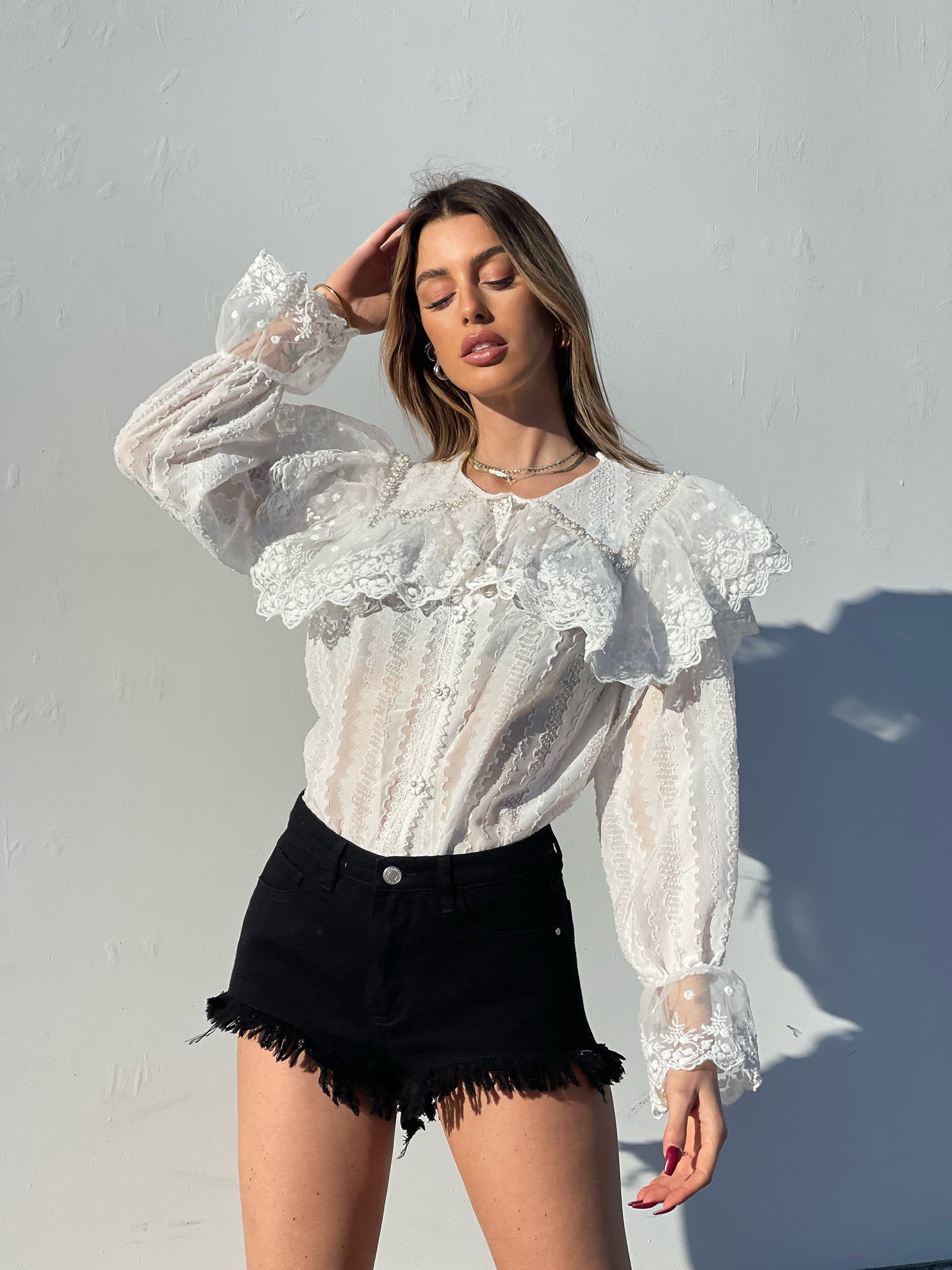 Camicia in pizzo bianca