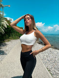 Top bianco a costine