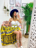 Gonna asimmetrica giallo blu