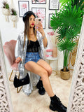Kimono effetto bandana bianco