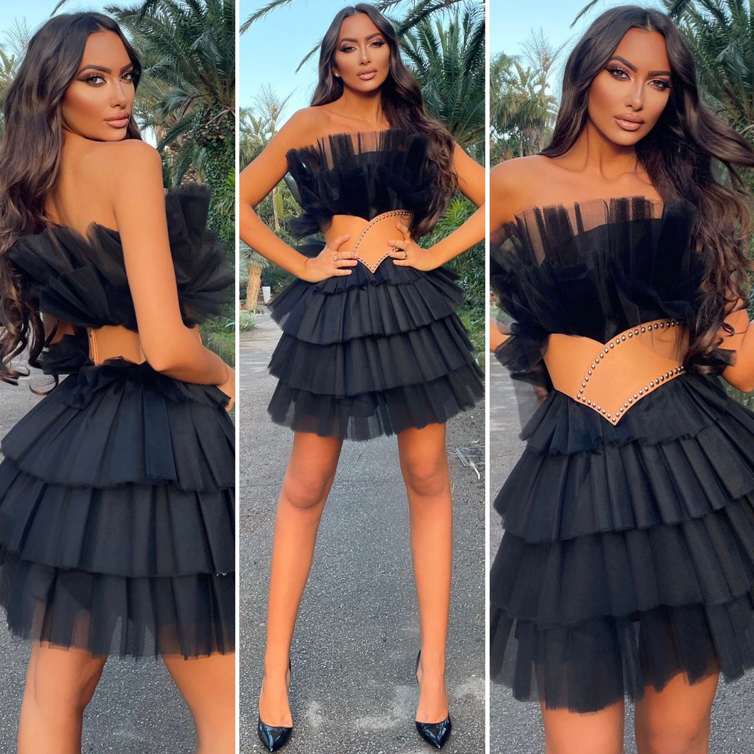 Abito in tulle con cintura