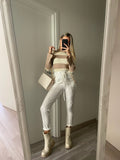 Maglione a righe con spacco nude