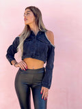 Giacca di jeans con catena argento