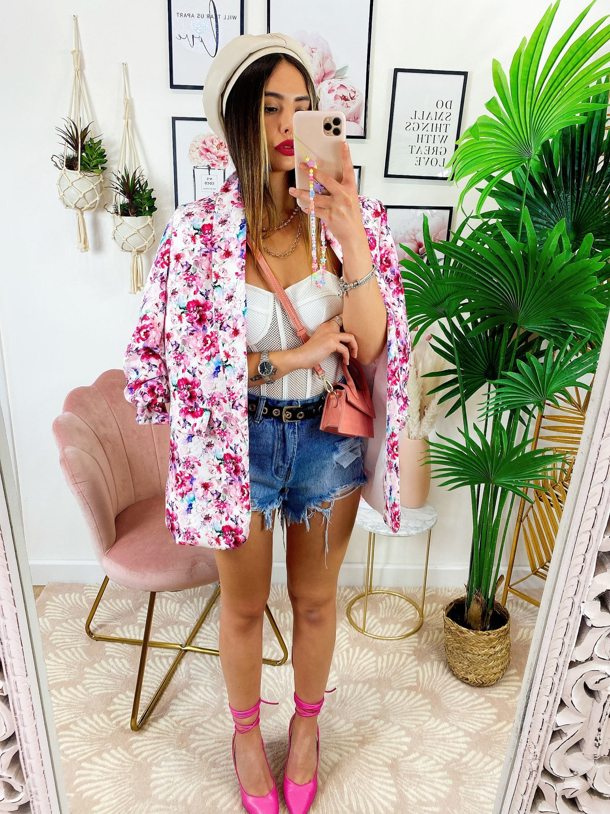 Giacca a fiori fuxia