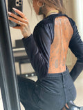 Body in velluto schiena aperta con strass