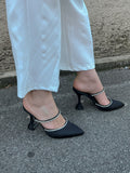 Tacchi in raso neri con strass