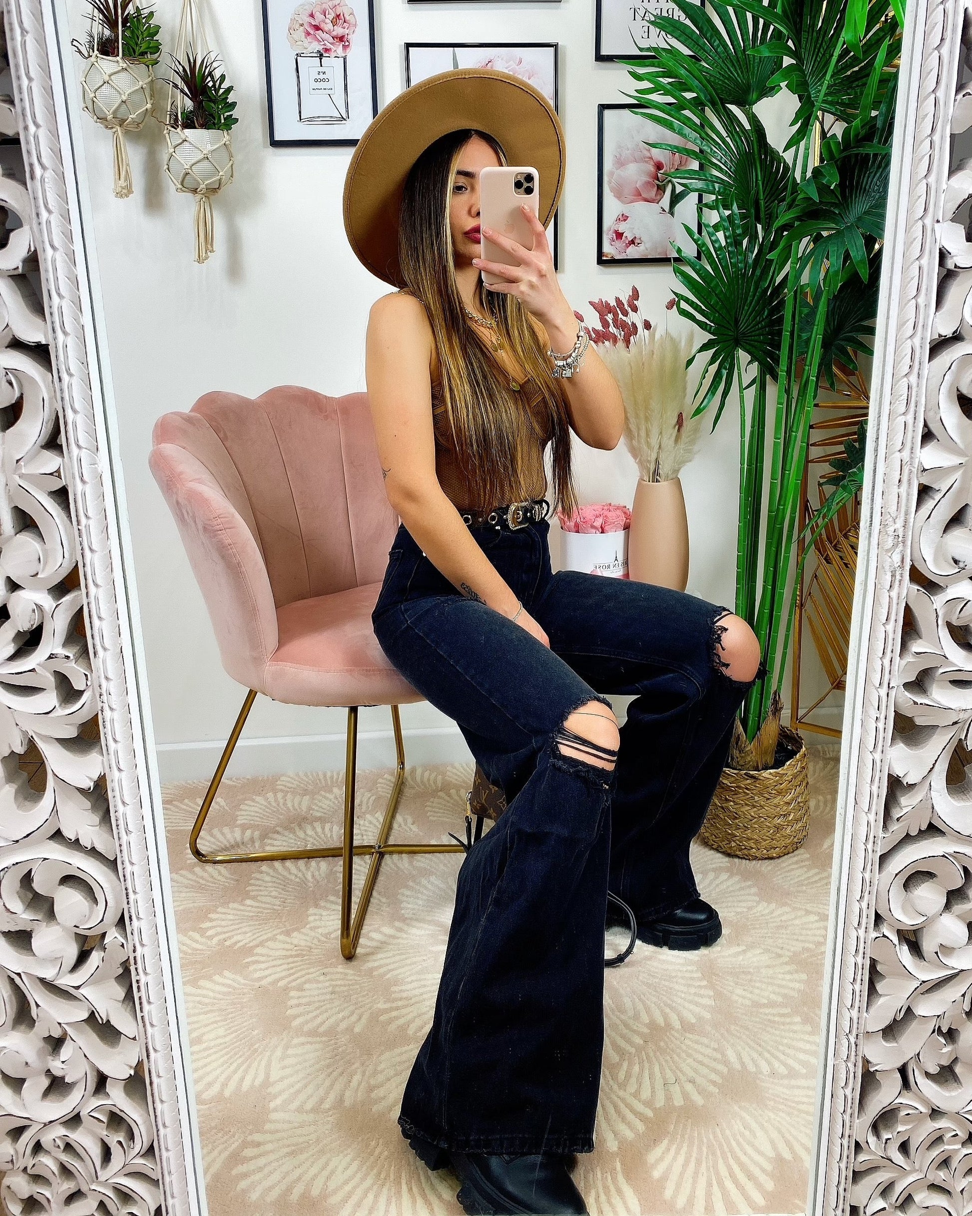 Jeans Boyfriend Zampa larga con strappi