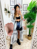 Kimono effetto bandana bianco