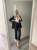 Completo giacca e pantalone strass nero