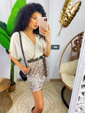 Abito con paillettes manica corta oro