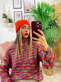 Maglione colorato peonia lilla