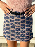 Gonna in tweed dettaglio rosa celeste