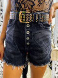 Short nero con bottoncini