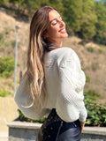 Maglione crop a trecce bianco