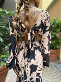 Abito lungo nero beige