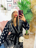 Cardigan con frange base nero