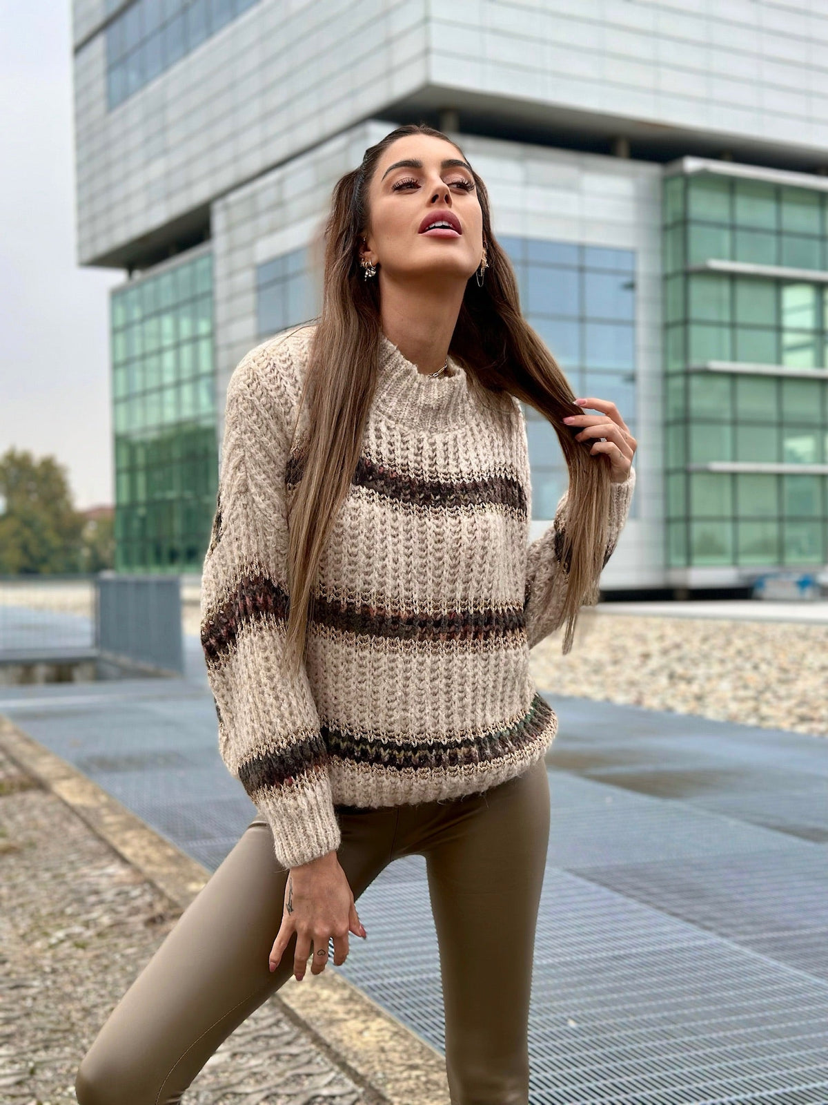 Maxi maglione con dettaglio lurex