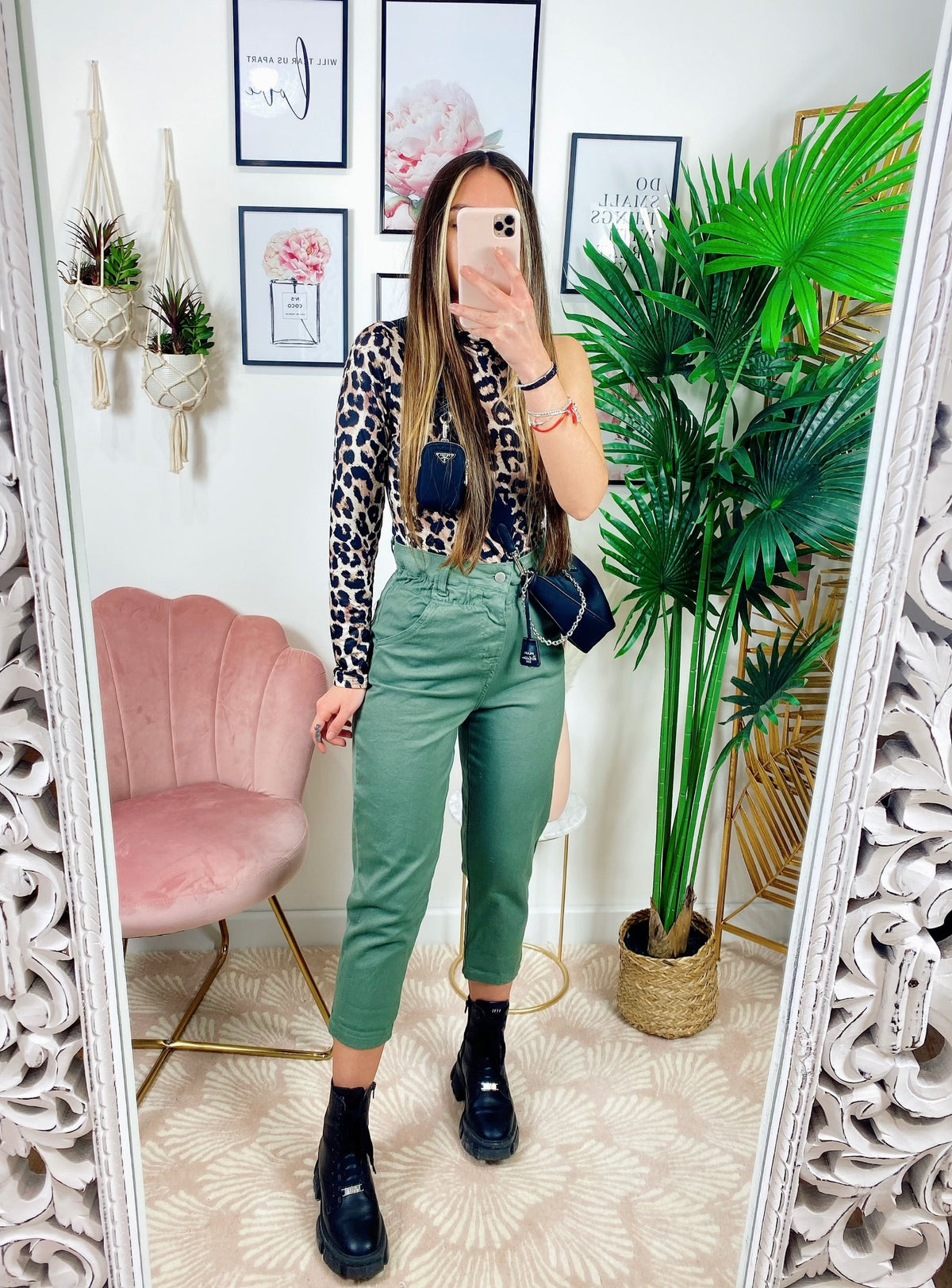 Jeans a vita alta Ballon verde militare