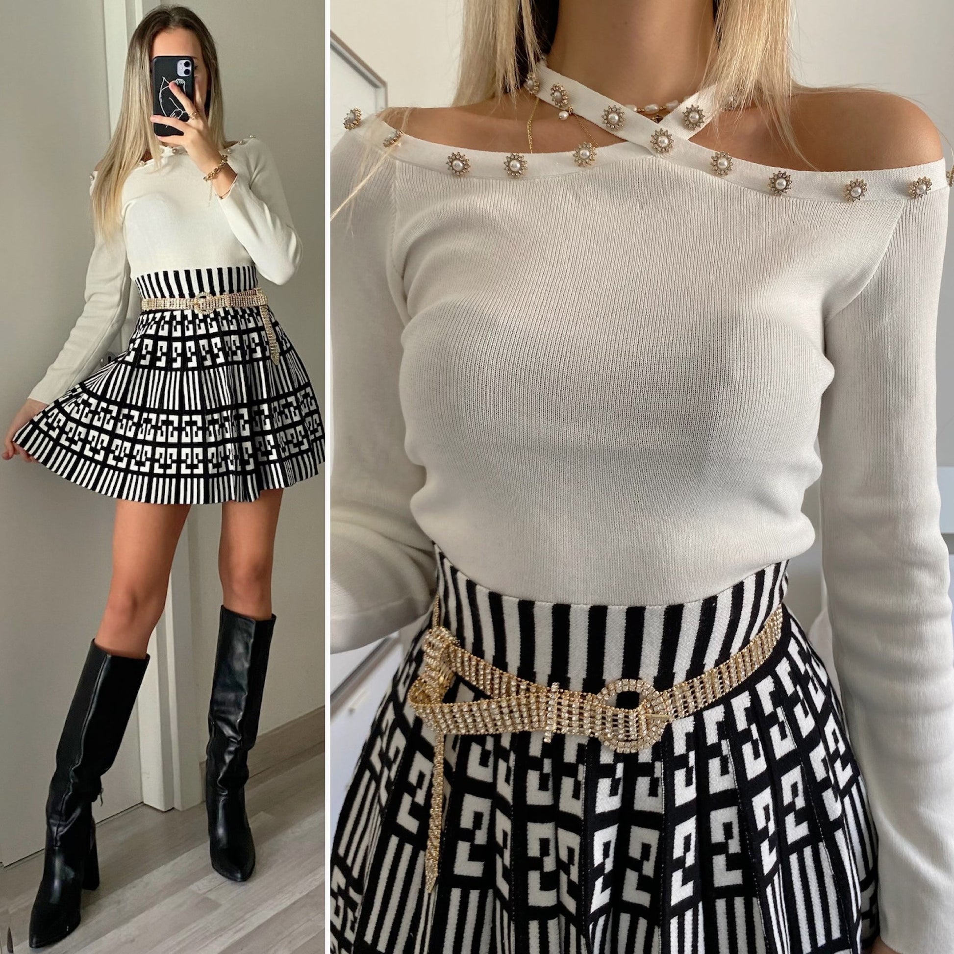 Maglioncino bianco con perle