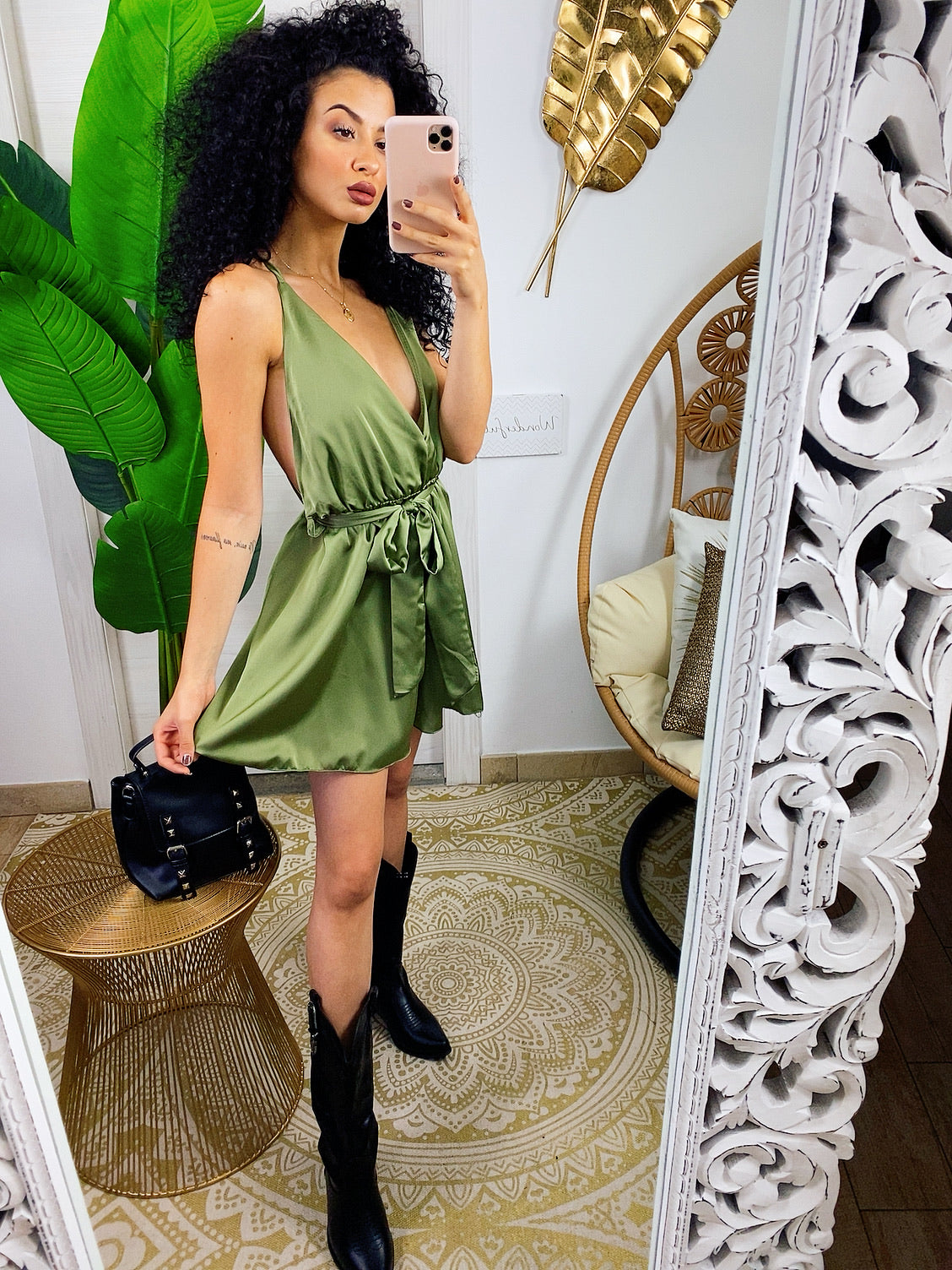 Tutina gioia satin verde militare