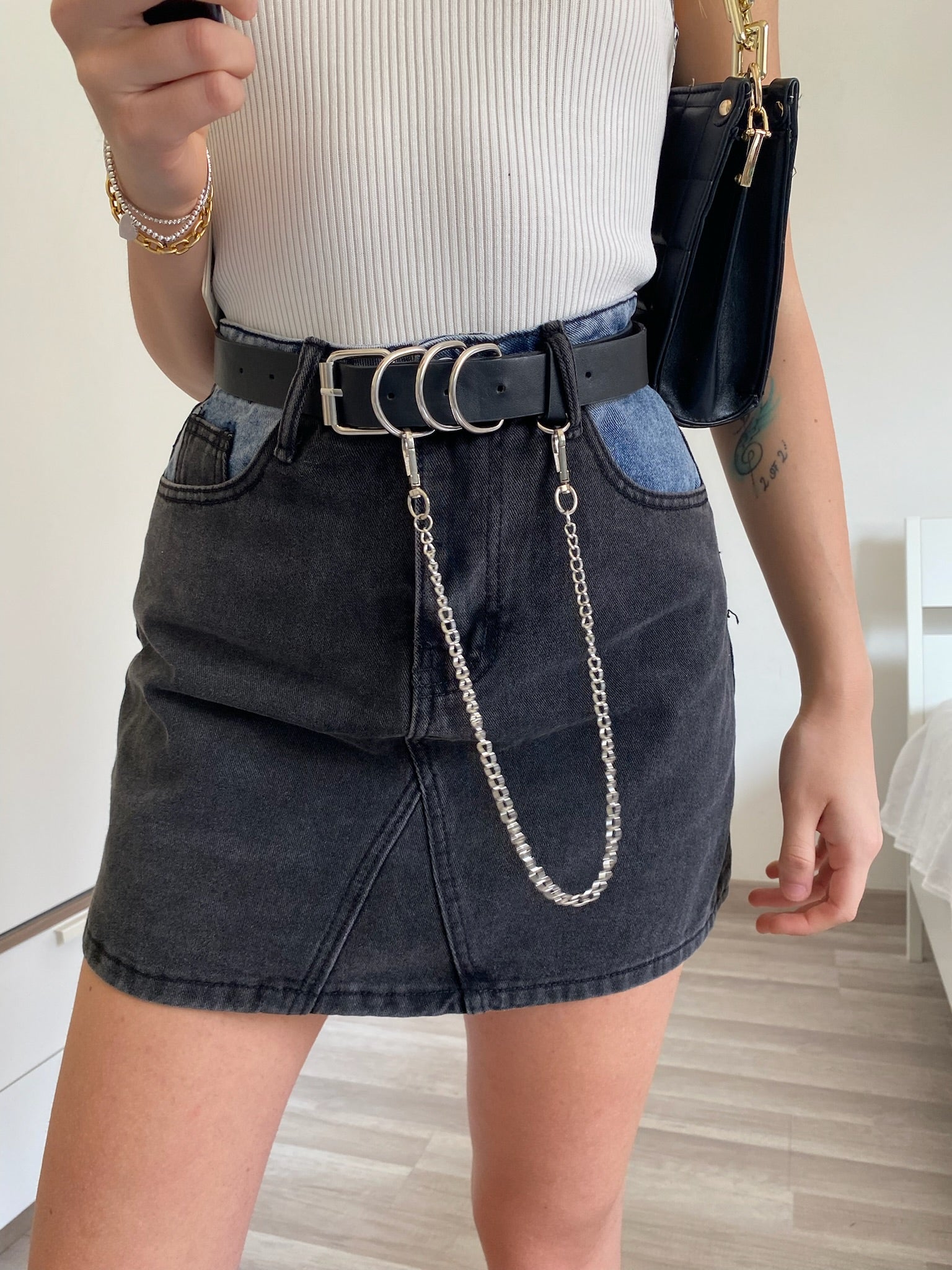 Gonna di Jeans compresa cintura Black