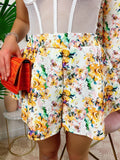 Short floreale fiori arancio