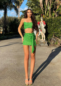 Completo top e gonna paillettes verde