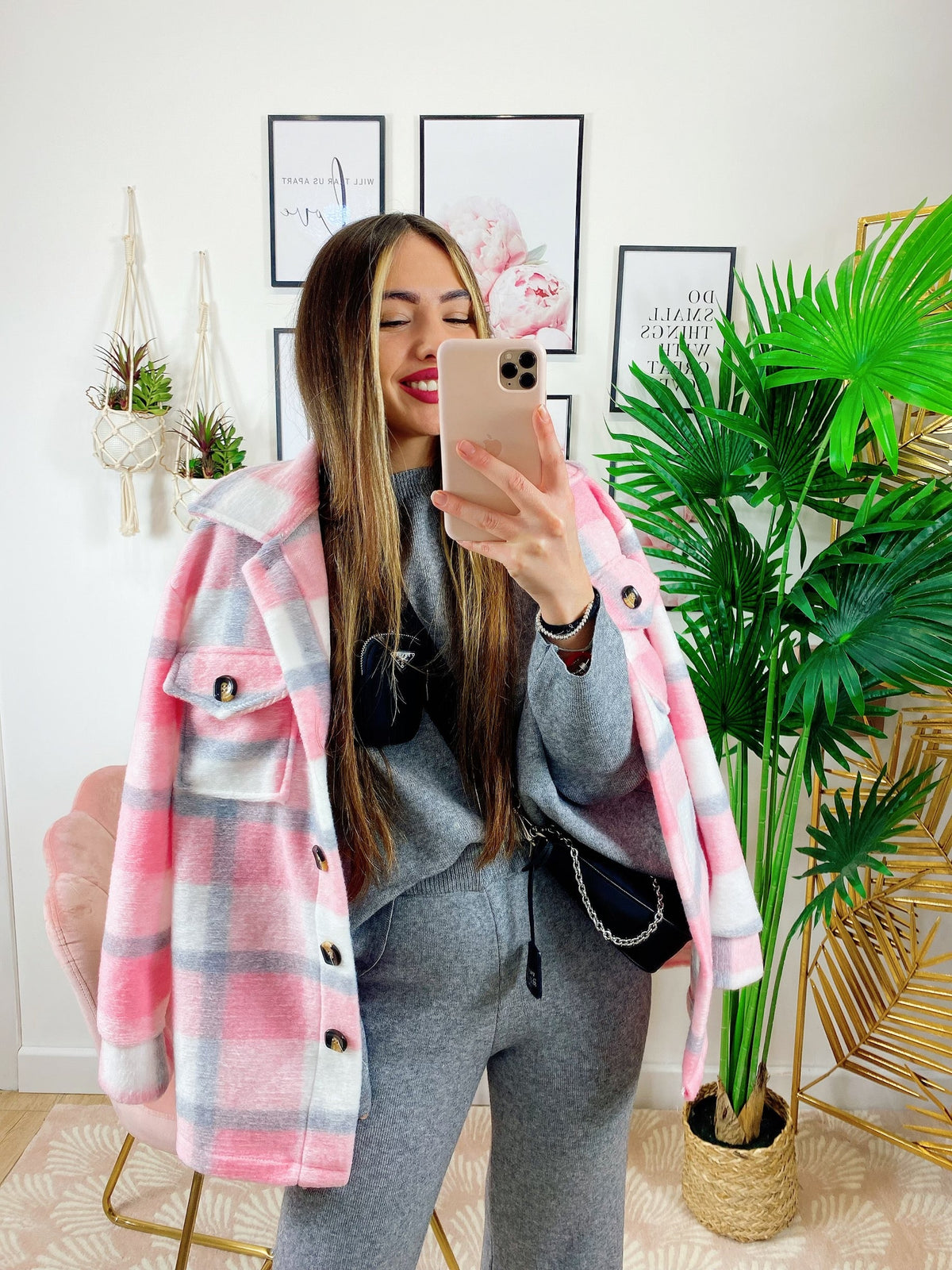 Giacca a quadri Rosa