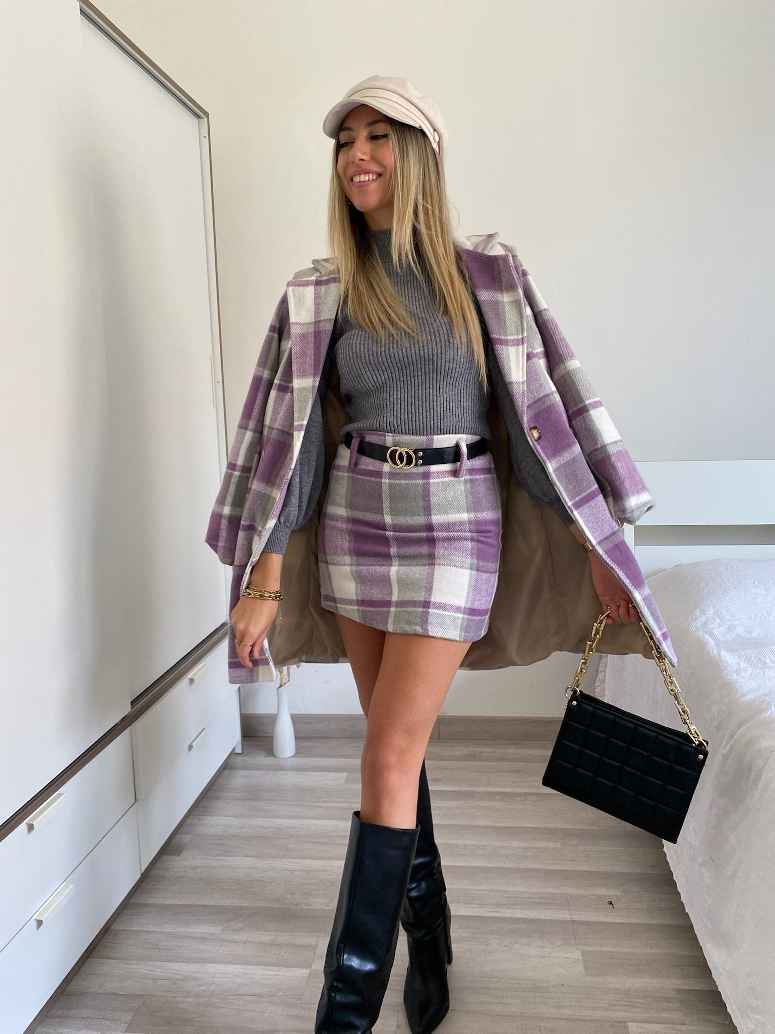 Gonna in tweed Lilla