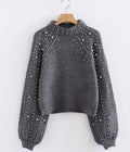 Maglione grigio con perle