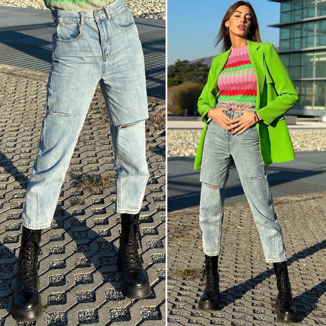 jeans ampio con strappi