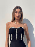 Abito bustier nero con strass