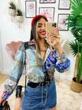 Camicia etnica base blu
