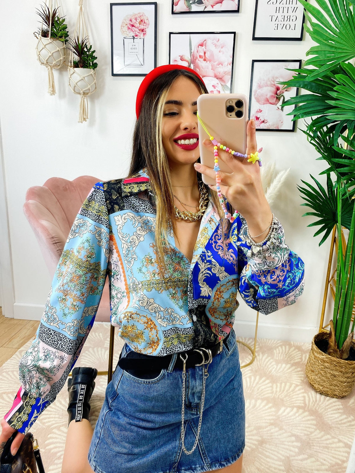 Camicia etnica base blu
