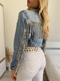 Giacchino di jeans con frange
