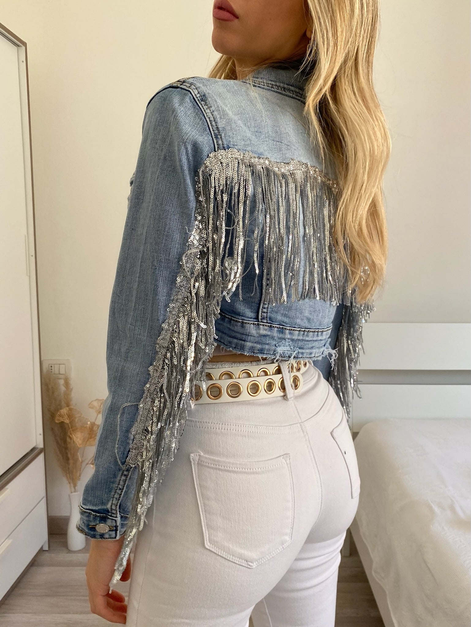 Giacchino di jeans con frange