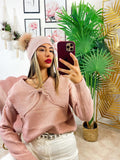 Maglione top quality collo a Camicetta e fiocco rosa
