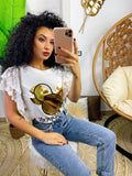 T-shirt con stampa oro