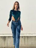 Jeans wide leg con cuori