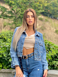 Giaccone di jeans con borchie