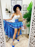 Gonna asimmetrica azzurra e celeste