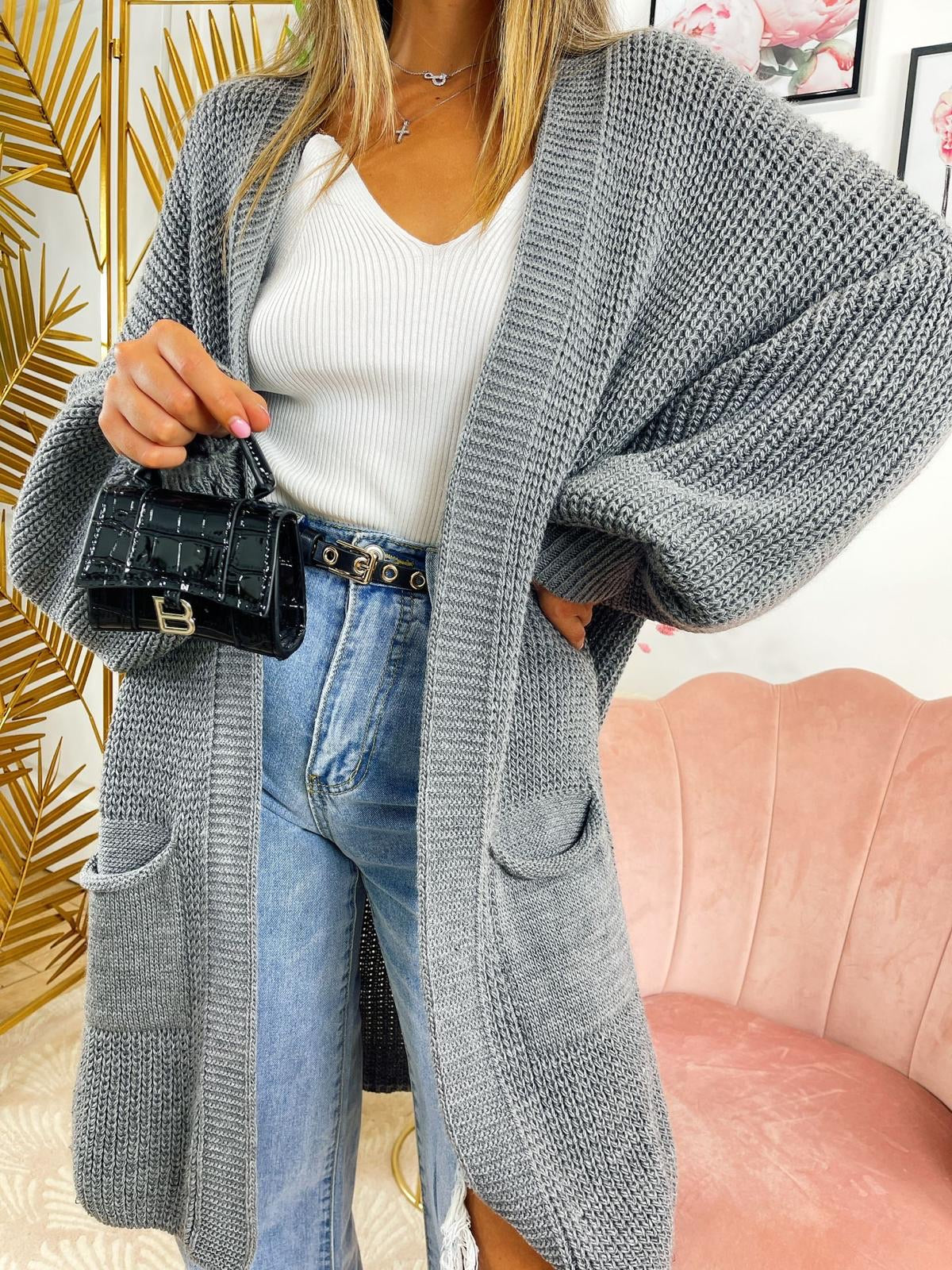 Cardigan lungo grigio