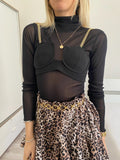 Camicia velata con corpino nero