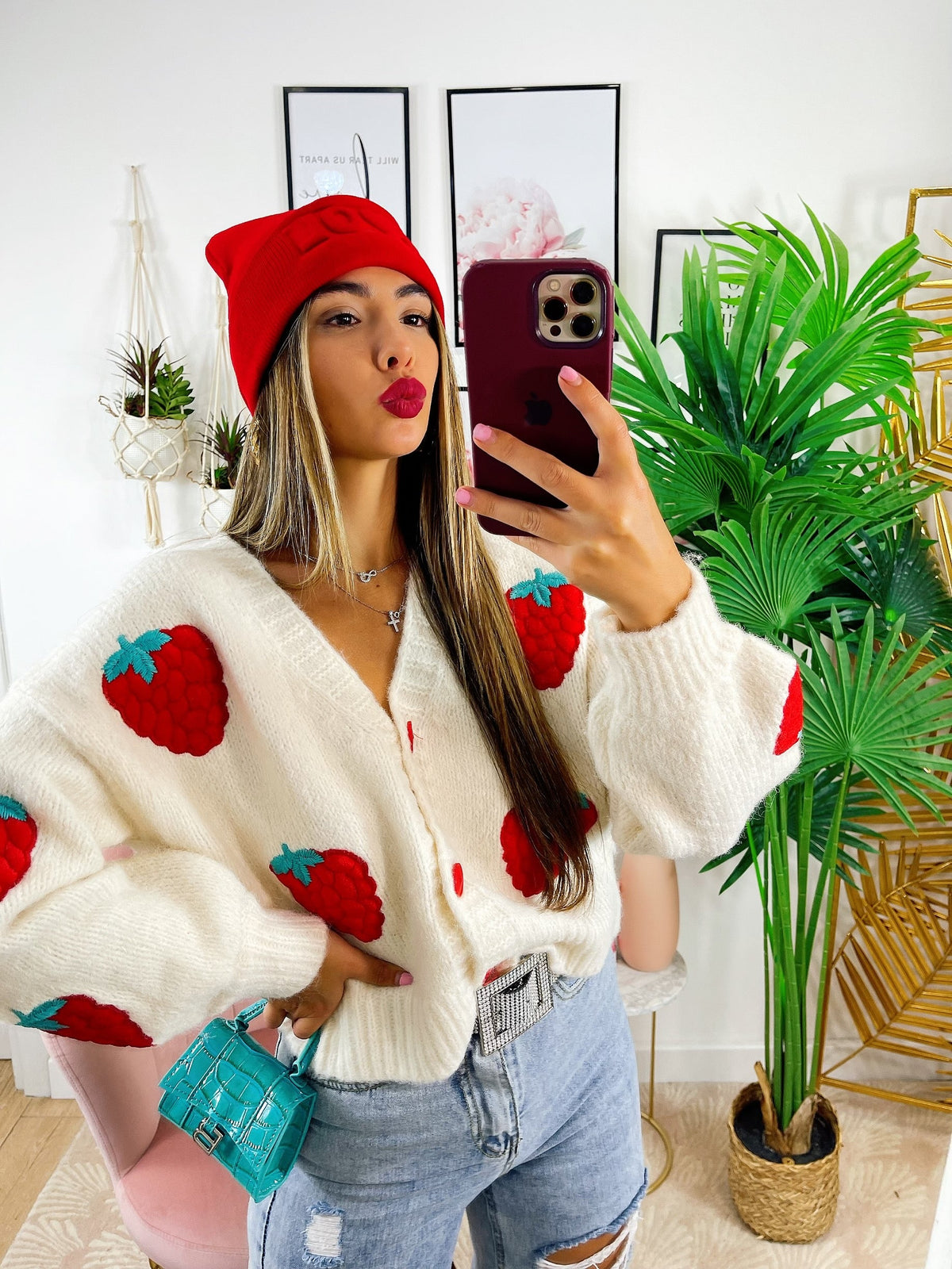 Cardigan con fragole top quality