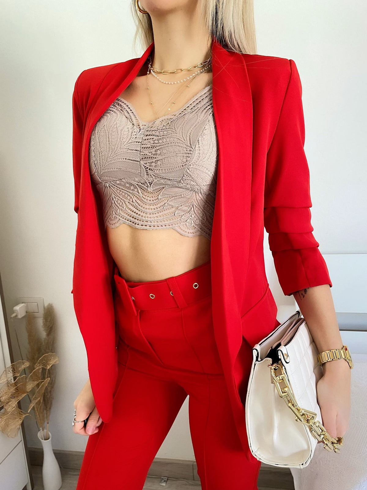 Completo giacca e pantalone rosso