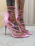 Tacchi con piume Rosa Barbie