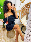 Abito con scollo a barchetta nero