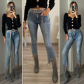 Jeans con frange argento