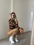 Maglioncino a righe Nero Camel